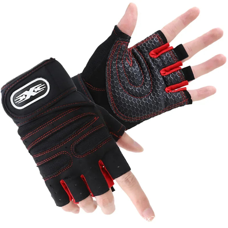 Gym Fitness Heavyweight Training Gloves Men Women Body Building Half Finger Non-Slip Gloves Wrist Support Weightlifting Sports