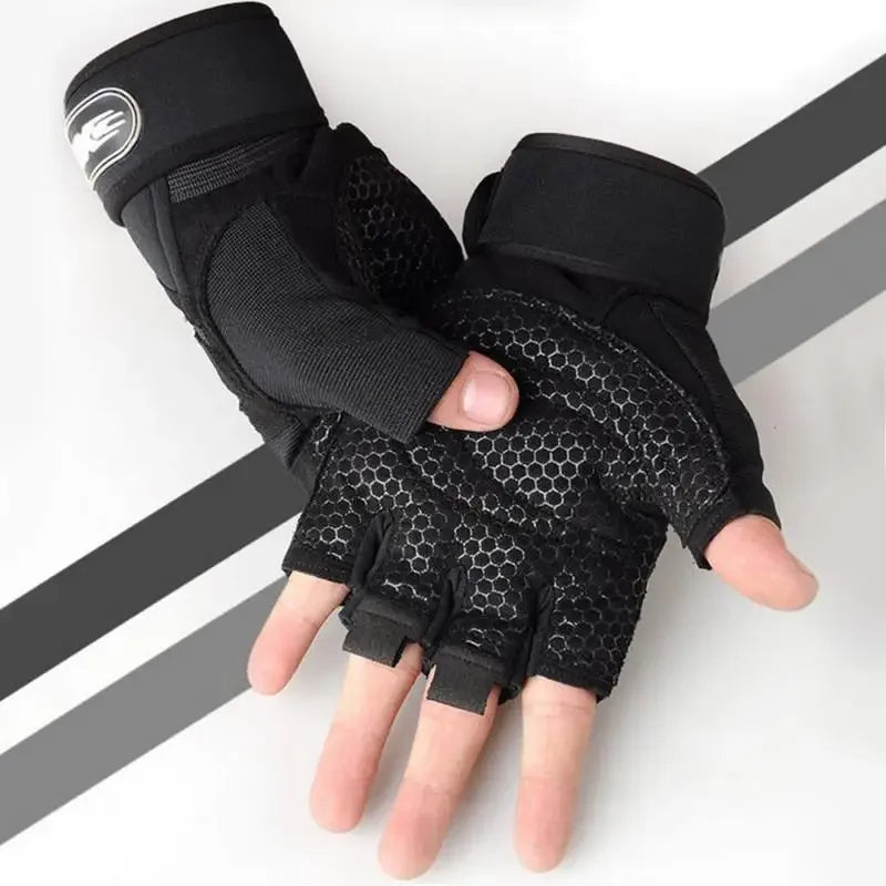 Gym Fitness Heavyweight Training Gloves Men Women Body Building Half Finger Non-Slip Gloves Wrist Support Weightlifting Sports