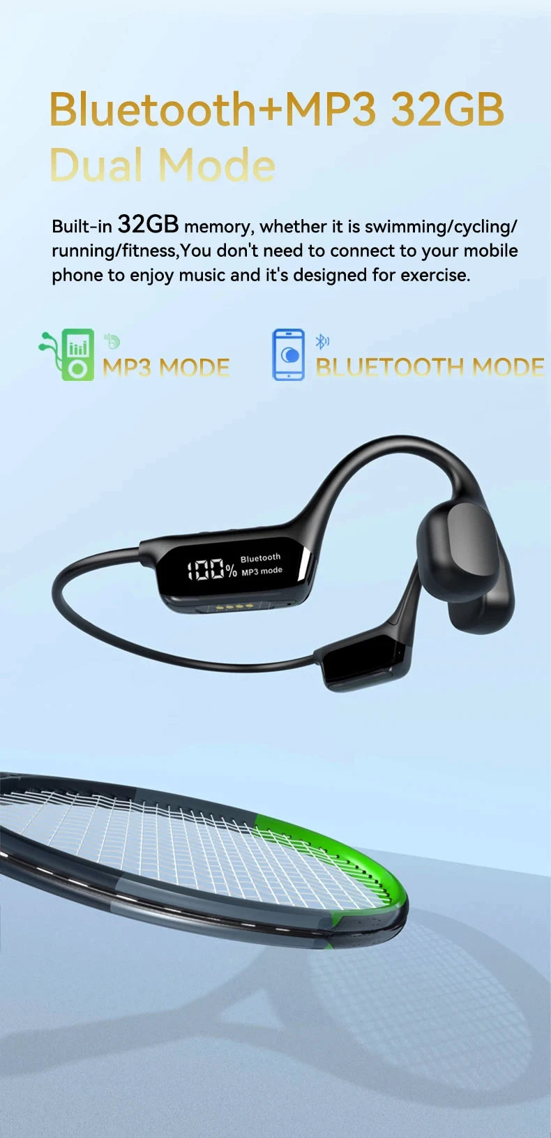 Xiaomi IPX8 Waterproof Swimming Bone Conduction Wireless Headphone Bluetooth 32GB MP3 Player Hifi Bass Music Sports Earphones